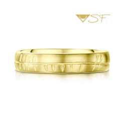Ogham 4mm Oval Court Ring In 18ct Yellow Scottish Gold