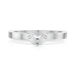 Cubic Zirconia Arch Wedding Band In Sterling Silver