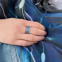 Halo Sterling Silver Ring In Tropical Enamel -Outlet Jewel Orix Store Tropical Purple PinkHaloRings2