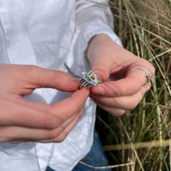 Wild Grasses Moonstone & CZ Ring In Meadow Enamel 11 Wild Grasses Moonstone & CZ Ring In Meadow Enamel -Outlet Jewel Orix Store WildGrassesRing4