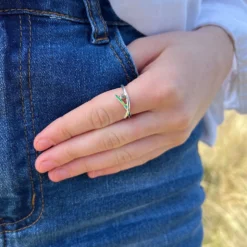 Wild Grasses Cubic Zirconia Ring In Meadow Enamel -Outlet Jewel Orix Store WildGrassesRing5