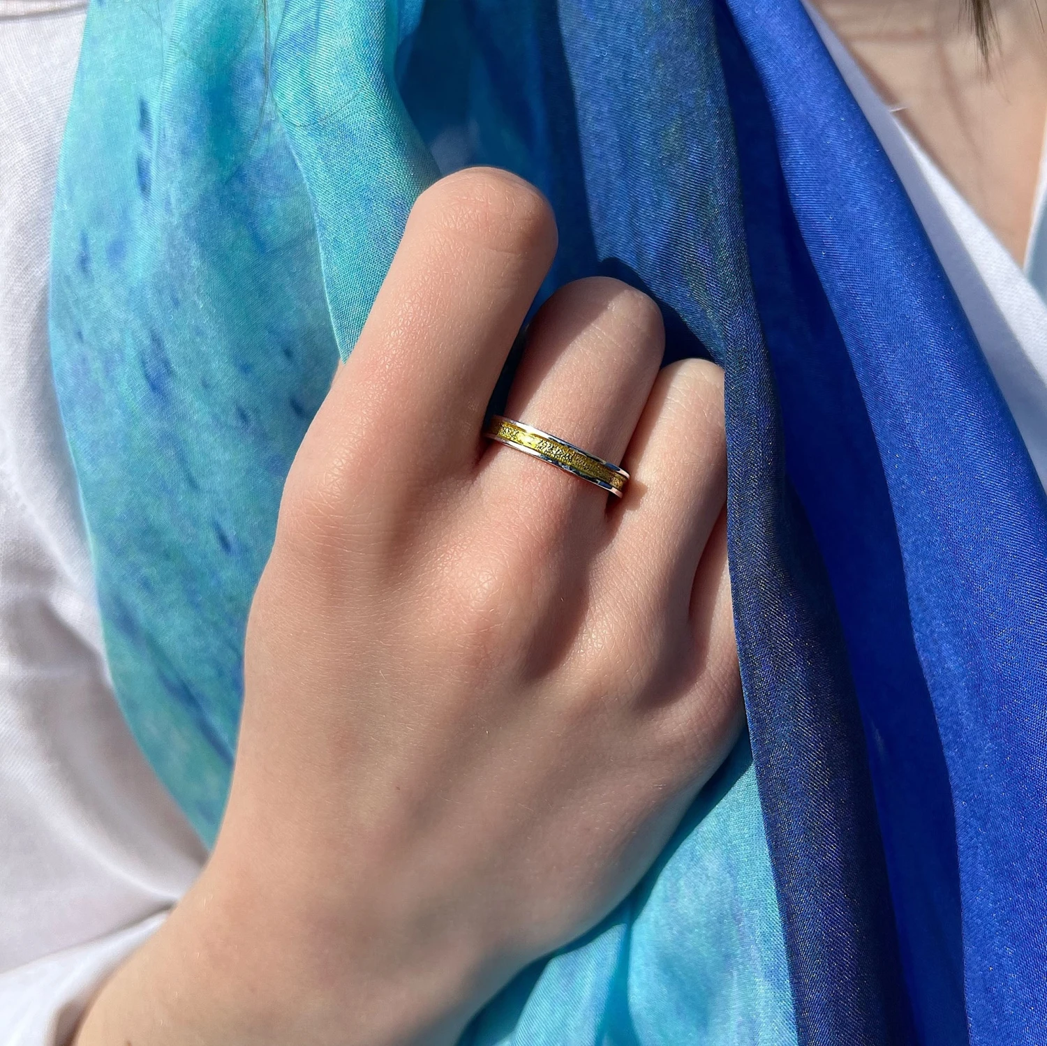 Halo Sterling Silver Ring In Yellow Enamel 10 Halo Sterling Silver Ring In Yellow Enamel - Image 8